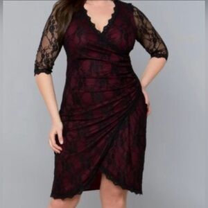Kiyonna Gigi Lace Faux Wrap Sheath Dress - Size 1